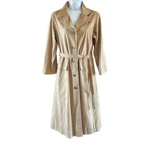 Vintage Women Pierre Cardin Belted Button-Up Camel Trench Coat Sz 6 Quiet Luxury